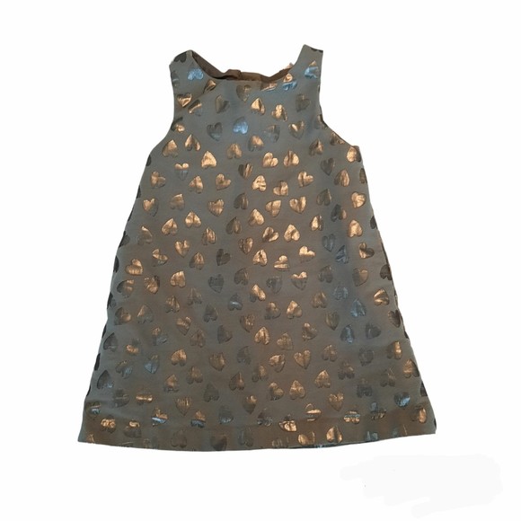 H&M Girls Metallic Heart Shift Dress 2/3 - Picture 1 of 6